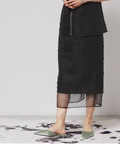 SunaUna / スーナウーナ スカート | 【シアー／ウエストゴム】リボンジャカードスカート