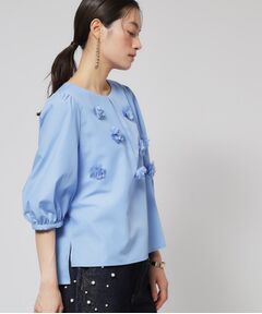 SunaUna / スーナウーナ シャツ・ブラウス | 【接触冷感／フラワーモチーフ】パフスリーブブラウス