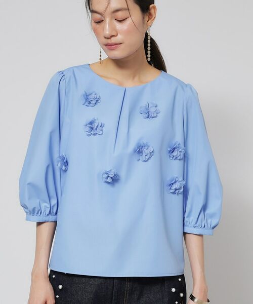 SunaUna / スーナウーナ シャツ・ブラウス | 【接触冷感／フラワーモチーフ】パフスリーブブラウス | 詳細17