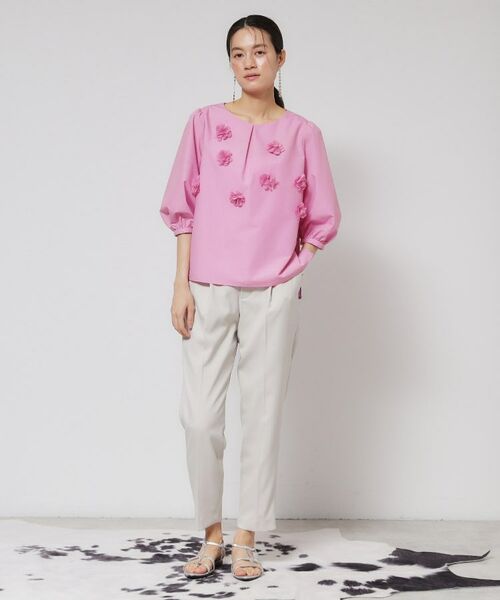 SunaUna / スーナウーナ シャツ・ブラウス | 【接触冷感／フラワーモチーフ】パフスリーブブラウス | 詳細4