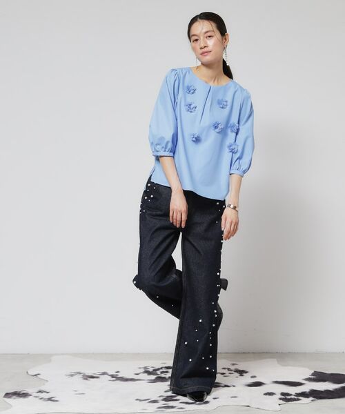 SunaUna / スーナウーナ シャツ・ブラウス | 【接触冷感／フラワーモチーフ】パフスリーブブラウス | 詳細6