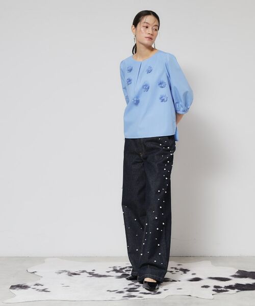 SunaUna / スーナウーナ シャツ・ブラウス | 【接触冷感／フラワーモチーフ】パフスリーブブラウス | 詳細7