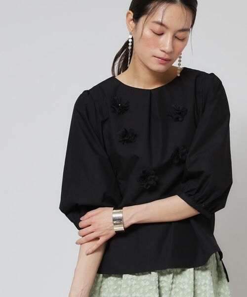 SunaUna / スーナウーナ シャツ・ブラウス | 【接触冷感／フラワーモチーフ】パフスリーブブラウス | 詳細8