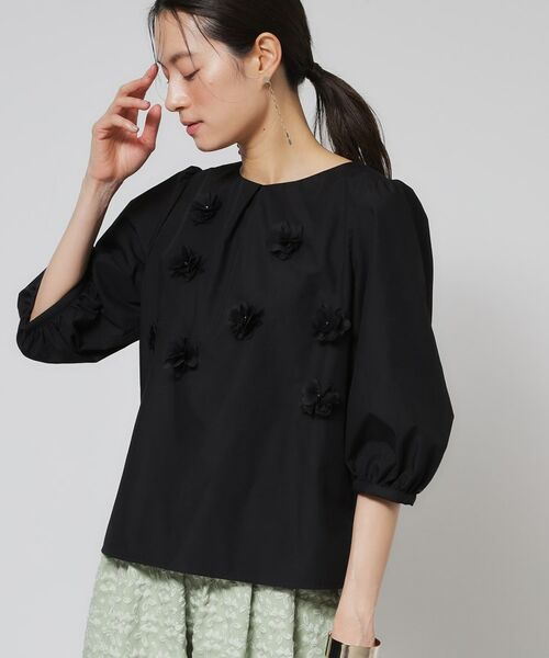 SunaUna / スーナウーナ シャツ・ブラウス | 【接触冷感／フラワーモチーフ】パフスリーブブラウス | 詳細9