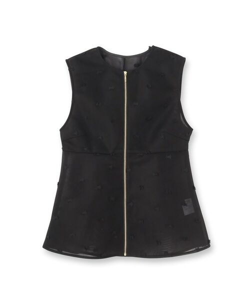 SunaUna / スーナウーナ シャツ・ブラウス | 【ペプラム／ジップアップ】リボンジャカードトップス | 詳細1