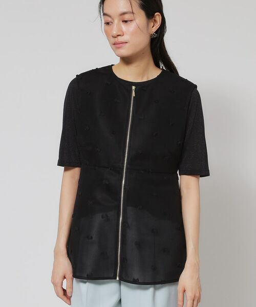 SunaUna / スーナウーナ シャツ・ブラウス | 【ペプラム／ジップアップ】リボンジャカードトップス | 詳細10