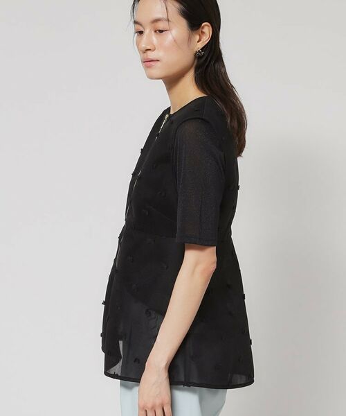 SunaUna / スーナウーナ シャツ・ブラウス | 【ペプラム／ジップアップ】リボンジャカードトップス | 詳細11