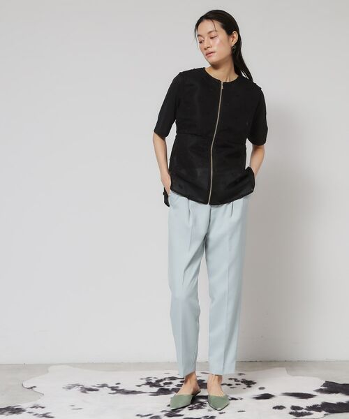 SunaUna / スーナウーナ シャツ・ブラウス | 【ペプラム／ジップアップ】リボンジャカードトップス | 詳細8