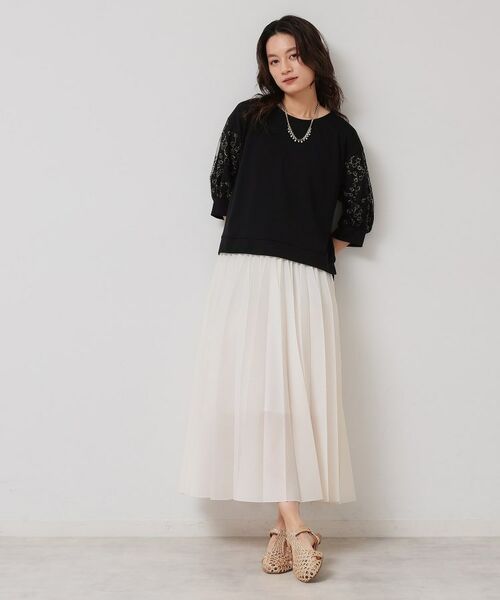 SunaUna / スーナウーナ カットソー | 【チュール刺繍／7分袖】華やかプルオーバー | 詳細3