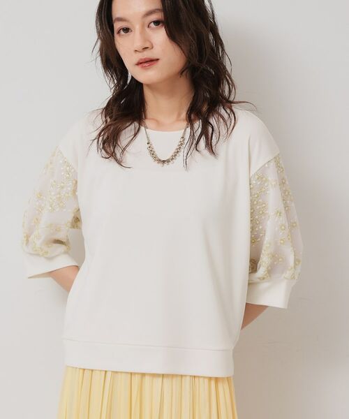 SunaUna / スーナウーナ カットソー | 【チュール刺繍／7分袖】華やかプルオーバー | 詳細5