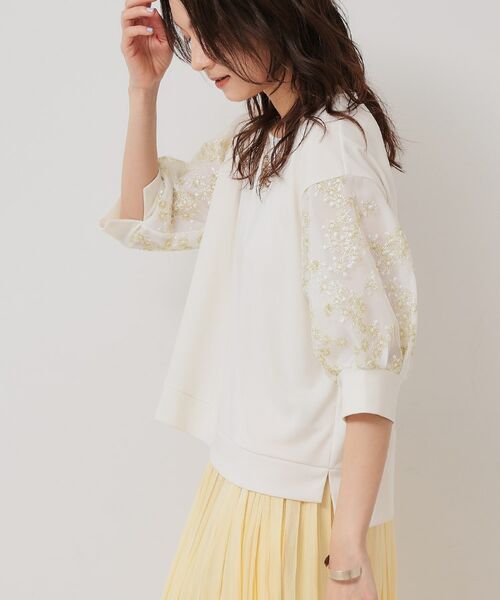 SunaUna / スーナウーナ カットソー | 【チュール刺繍／7分袖】華やかプルオーバー | 詳細6