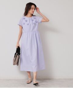 SunaUna / スーナウーナ ロング・マキシ丈ワンピース | 【接触冷感／フラワーモチーフ】フレンチスリーブワンピース