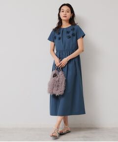 SunaUna / スーナウーナ ロング・マキシ丈ワンピース | 【接触冷感／フラワーモチーフ】フレンチスリーブワンピース