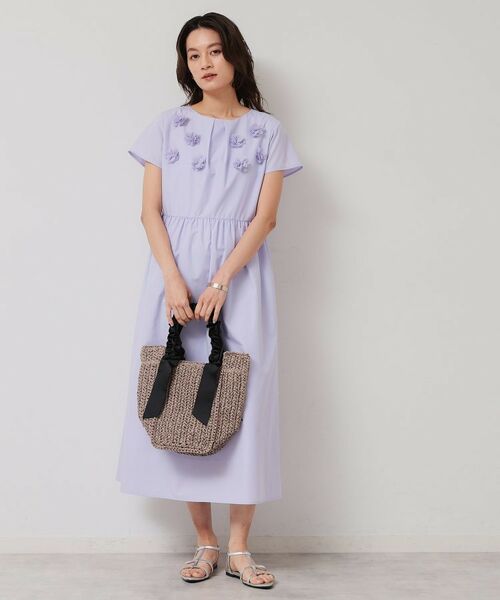 SunaUna / スーナウーナ ロング・マキシ丈ワンピース | 【接触冷感／フラワーモチーフ】フレンチスリーブワンピース | 詳細2