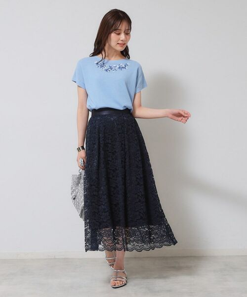 SunaUna / スーナウーナ ロング・マキシ丈スカート | 【裾スカラップ/後ろウエストゴム】レーススカート | 詳細3