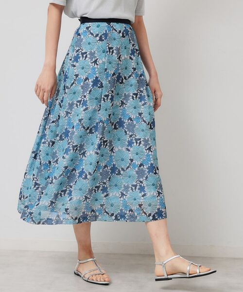 SunaUna/スーナウーナ 【&yours project/S~L】レース柄フレアスカート ブルー(191) 38(M) SunaUna/スーナウーナ 【&yours project/S~L】レース柄フレアスカート ブルー(191) 38(M)