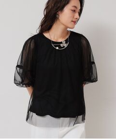 SunaUna / スーナウーナ シャツ・ブラウス | 【5分袖／パフスリーブ】チュールプルオーバー