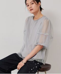 SunaUna / スーナウーナ シャツ・ブラウス | 【5分袖／パフスリーブ】チュールプルオーバー