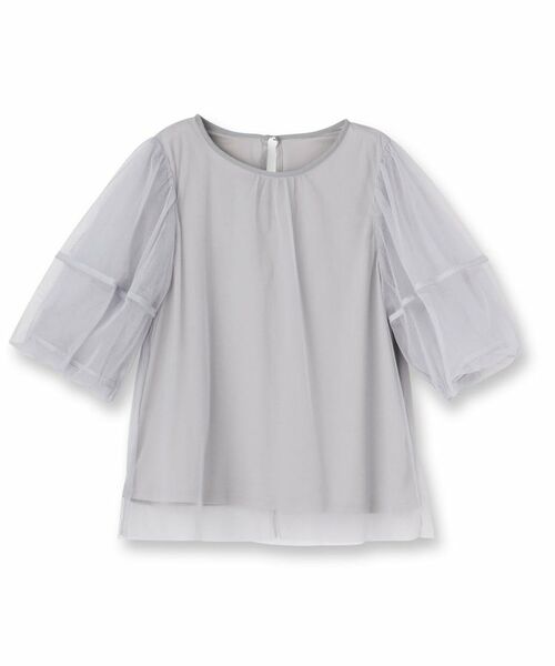 SunaUna / スーナウーナ シャツ・ブラウス | 【5分袖／パフスリーブ】チュールプルオーバー | 詳細1