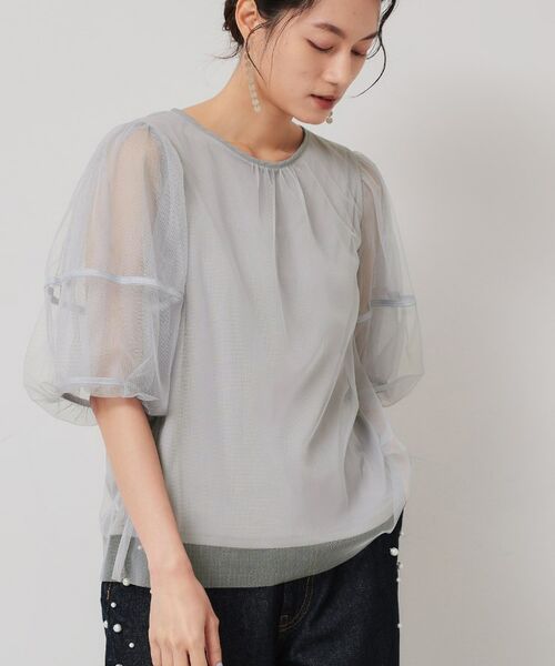 SunaUna / スーナウーナ シャツ・ブラウス | 【5分袖／パフスリーブ】チュールプルオーバー | 詳細10