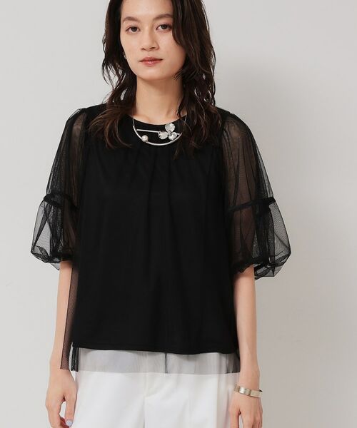 SunaUna / スーナウーナ シャツ・ブラウス | 【5分袖／パフスリーブ】チュールプルオーバー | 詳細3