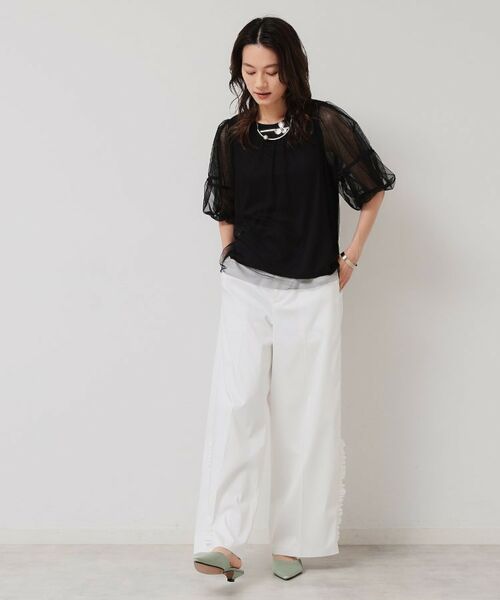 SunaUna / スーナウーナ シャツ・ブラウス | 【5分袖／パフスリーブ】チュールプルオーバー | 詳細4