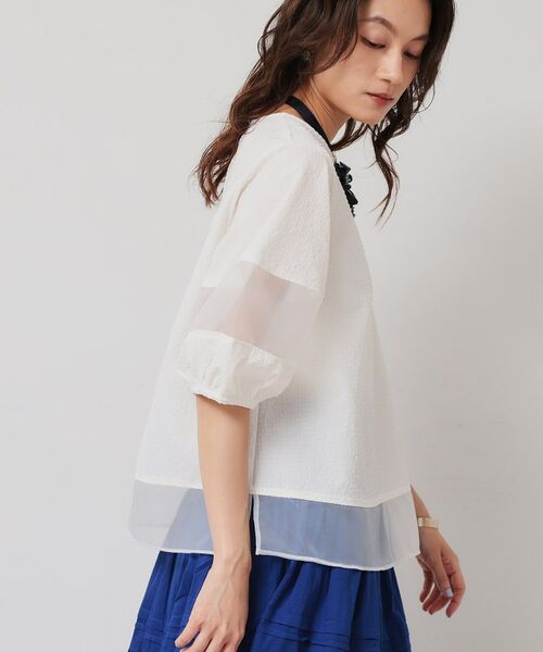 SunaUna / スーナウーナ シャツ・ブラウス | 【無地＆ドット／オーガンジー使用】Tブラウス | 詳細6