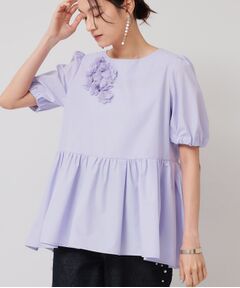 SunaUna / スーナウーナ シャツ・ブラウス | 【接触冷感／ペプラム】コサージュ風ブラウス