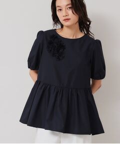 SunaUna / スーナウーナ シャツ・ブラウス | 【接触冷感／ペプラム】コサージュ風ブラウス