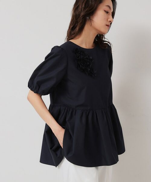 SunaUna / スーナウーナ シャツ・ブラウス | 【接触冷感／ペプラム】コサージュ風ブラウス | 詳細11