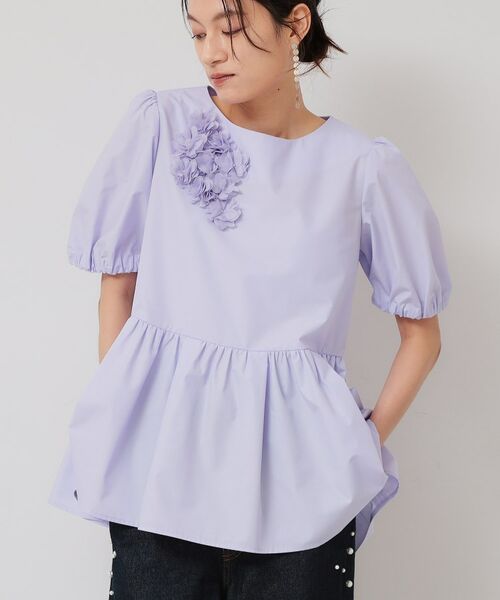 SunaUna / スーナウーナ シャツ・ブラウス | 【接触冷感／ペプラム】コサージュ風ブラウス | 詳細13