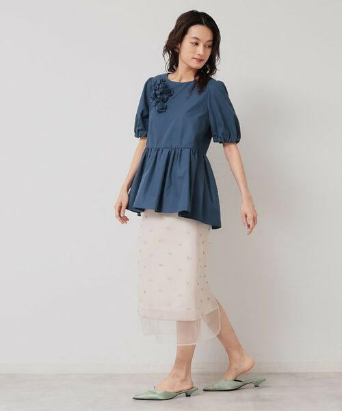 SunaUna / スーナウーナ シャツ・ブラウス | 【接触冷感／ペプラム】コサージュ風ブラウス | 詳細3