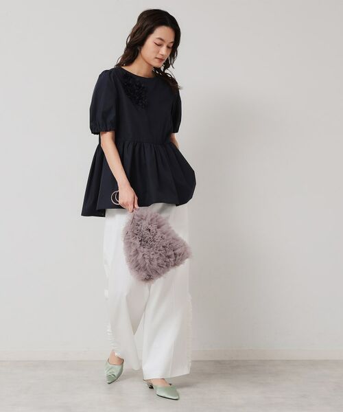 SunaUna / スーナウーナ シャツ・ブラウス | 【接触冷感／ペプラム】コサージュ風ブラウス | 詳細4