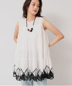 SunaUna / スーナウーナ シャツ・ブラウス | 【裾スカラ刺繍／綿ボイル】ティアードブラウス