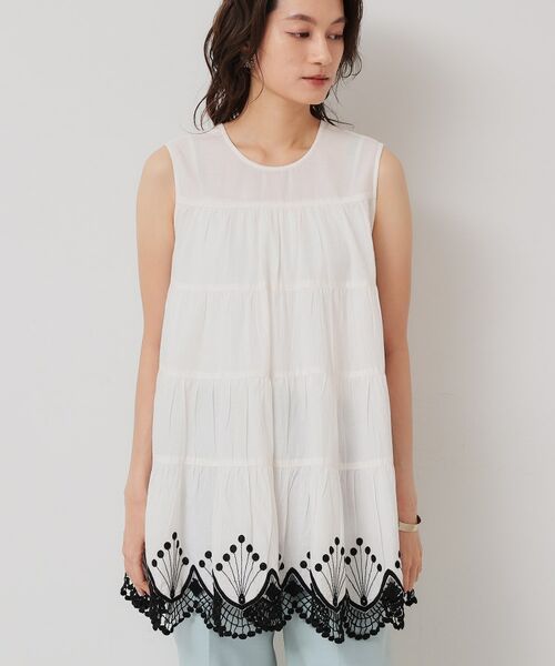 SunaUna / スーナウーナ シャツ・ブラウス | 【裾スカラ刺繍／綿ボイル】ティアードブラウス | 詳細10