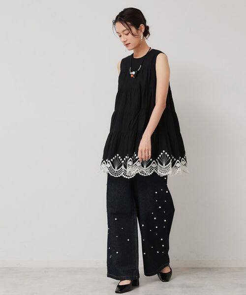 SunaUna / スーナウーナ シャツ・ブラウス | 【裾スカラ刺繍／綿ボイル】ティアードブラウス | 詳細4