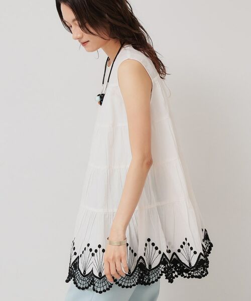 SunaUna / スーナウーナ シャツ・ブラウス | 【裾スカラ刺繍／綿ボイル】ティアードブラウス | 詳細5