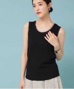 SunaUna / スーナウーナ カットソー | 【異素材使い】ワイドリブタンクトップ