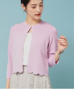 SunaUna / スーナウーナ カーディガン・ボレロ | 【人気シリーズ/4色展開】スカラップ7分袖ボレロ
