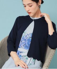 SunaUna / スーナウーナ カーディガン・ボレロ | 【人気シリーズ/4色展開】スカラップ7分袖ボレロ