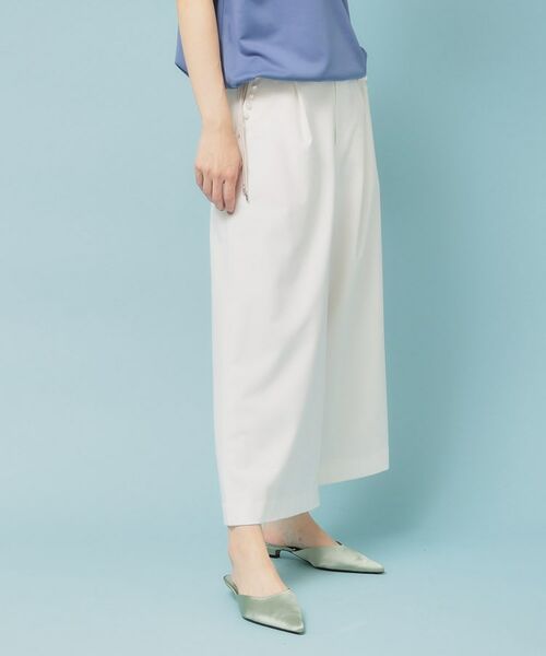 SunaUna / スーナウーナ ショート・ハーフ・半端丈パンツ | 【ウエストゴム/S~L】ガウチョパンツ(オフホワイト(003))