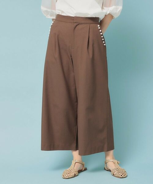 SunaUna / スーナウーナ ショート・ハーフ・半端丈パンツ | 【ウエストゴム/S~L】ガウチョパンツ(ブラウン(045))