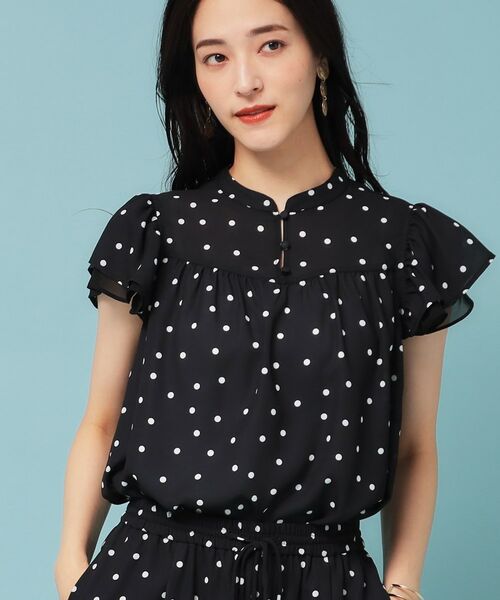 SunaUna / スーナウーナ シャツ・ブラウス | 【袖ラッフル/S~L】ドット柄ブラウス | 詳細2