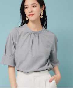 【美品】SunaUna スーナウーナ 紺色長袖 日本製 ウエストマークトップス SS～Lサイズ展開／リボン＆ビーズ刺繍】クラフトニット（ニット