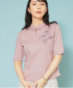 SunaUna / スーナウーナ カットソー | 【5分袖／チャイナカラー】半袖プルオーバー