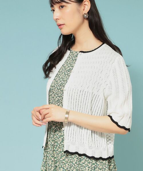 SunaUna / スーナウーナ カーディガン・ボレロ | 【新作／透かし柄／3色展開】スカラップカーディガン | 詳細6