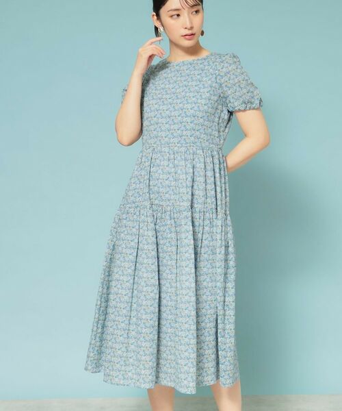 SunaUna/スーナウーナ 【Web限定カラー/リバティプリント】パフスリーブワンピース ブルー(192) 40(L) SunaUna/スーナウーナ 【Web限定カラー/リバティプリント】パフスリーブワンピース ブルー(192) 40(L)