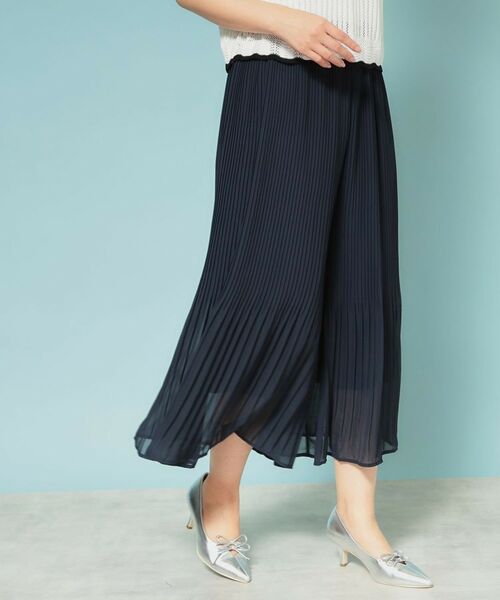 SunaUna / スーナウーナ ショート・ハーフ・半端丈パンツ | 【新色/ウエストゴム/ウォッシャブル】プリーツパンツ(ネイビー(094))