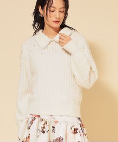 SunaUna / スーナウーナ ニット・セーター | 【COLLECTION LINE】衿付きパール調ニット