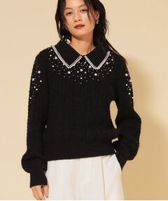 SunaUna / スーナウーナ ニット・セーター | 【COLLECTION LINE】衿付きパール調ニット